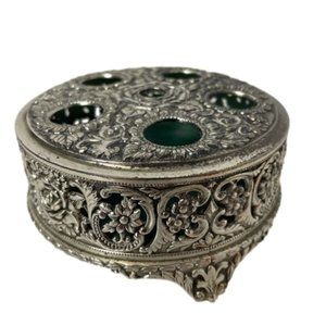 MID Century Silver Metal Lipstick Holder